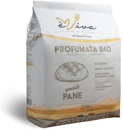 Agricola Piano – Profumata 240 | Weichweizenmehl mit lebendem Weizenkeim Typ 815 kg 5-100% natürliches italienisches Mehl, ohne Zusatzstoffe - Ideal für Brot, Focaccia, Brötchen, Süßigkeiten