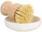 BESTonZON Bamboo Dish Pot Pan Brushes Set, Bamboo Scrub Brushes with Ceramics Holder Mini Palm Scrub Brush Pot Dish Brush Wooden Cleaning Scrubbers Scrub Brush for Dish Pots Pans Kitchen Sink Cleaning