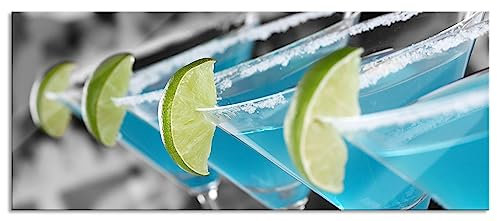 Pixxprint Glasbild Panorama, Wandbild aus Echtglas, schöne Swimming Pool Cocktails, 100x40 cm, inkl. Aufhängung und Abstandshalter