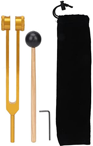Stimmgabel Set, Aluminiumlegierung Stimmgabel, 128 Hz großes Stimmgabel Set zur Heilung Stressabbau medizinische Stimmgabel aus Aluminiumlegierung mit Hammer für Ohrstöpsel(golden)