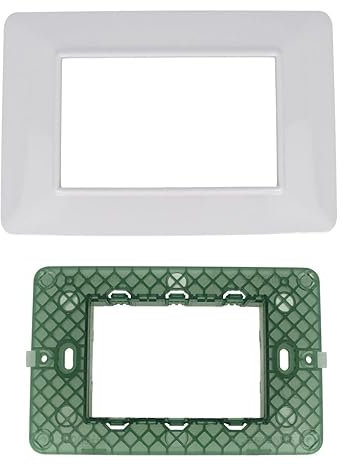 Di Tutto Per Tutti® - Kit 2 Pezzi, Placca 3 Posti 3M in Tecnopolimero + Supporto 3 Posti Compatibile Vimar Serie Plana Bianco