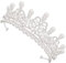 minkissy Strass Perle Krone Prinzessin Diadem Stirnband Perle Hochzeit Tiara Braut Strass Kristall Tiara/Rheinisch Hochzeit Stirnband Stirnbänder mit Perlen Zubehör Braut Barock, 14x6cm, Strasssteine