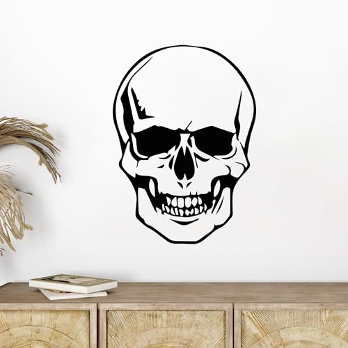 GRAZDesign Wandtattoo Schädel Totenkopf Skull Knochen Wandaufkleber für Jugendzimmer, Wohnzimmer - auf Wand, Schrank, Tür - 56x40cm / schwarz