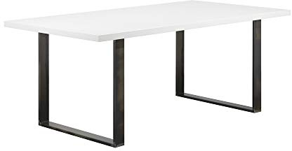i-flair Esszimmertisch Macon 140x80 cm Kufentisch Holztisch Esstisch Kufengestell Tisch mit Tischplatte und Kufen - Weiß + Industrial