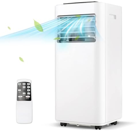 DORTALA - Aire acondicionado portátil 10000 BTU, unidad de refrigeración de CA 3 en 1 con deshumidificador, temporizador de 24 horas, control remoto, kit de ventana, aire acondicionado de pie para el