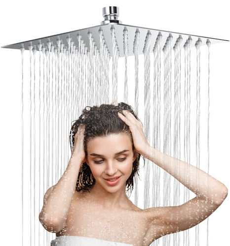 Rociador para Ducha Cuadrado 12 Pulgadas, Ducha de Acero, Cabezal de Ducha de Acero 304 Inoxidable, Alcachofa Ducha, Fácil de limpiar y fácil de instalar 30CM (12in-square)