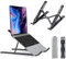 LAC FUTURE Supporto PC Portatile in Plastica - Laptop Stand per Rialzo PC Scrivania Ufficio, Pieghevole e Regolabile 10 Livelli - Supporto Notebook Tablet 10-17'' - Nero