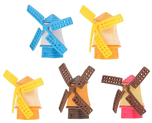 ORFOFE 5 Stück Kleiner Windmühlen Modell Aus PVC Kunststoff Leichte Tischdekoration Für Zuhause Büro Farbige Schreibtischdekore Robuste Umweltfreundliche Sukkulenten Verzierung