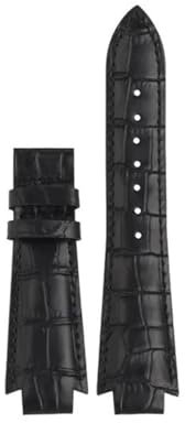 DKWOIS 24x14mm Rindsleder Armband for 1853 Tissot T60 Strap Gürtel L875/975K Serie Armband Konvexen Ende uhr Strap Zubehör(Black no buckle)