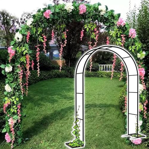 HYUFEIAO Rosenbogen für den Garten im Freien, Gartenlaube aus Metall, extra breiter Torbogen mit Pflanzenrahmen für den Garten, Pergolarahmen mit Sockel, für Hinterhof, Rasen, Terrasse, Inn
