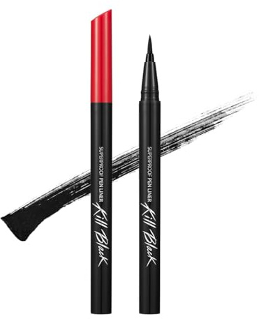 CLIO Superproof Pen Liquid Eyeliner, Ultra Precision Sponge Tip, One Stroke High Pigment Color, Waterproof Smudge Proof Long Wear, Fast Dry Formula, Sharp Wing Tightline Definition (001 Black)