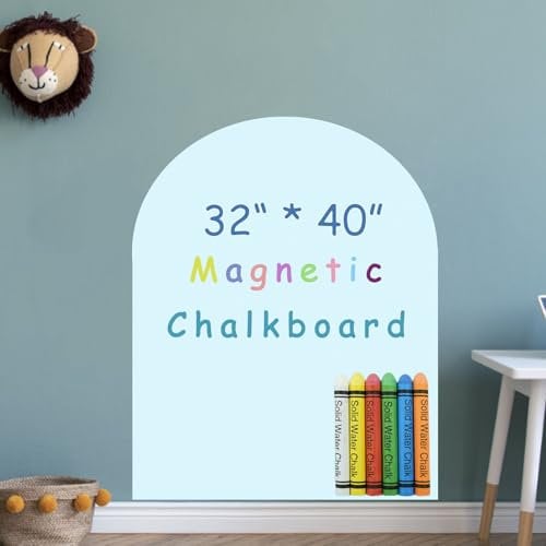 Umtiti Magnetische Kreidetafel, Kontaktpapier für Wand, abziehen und aufkleben, selbstklebende Tafel, Wandaufkleber, Rolle mit 6 Kreiden für Zuhause, Schule, Blau, 80100BU