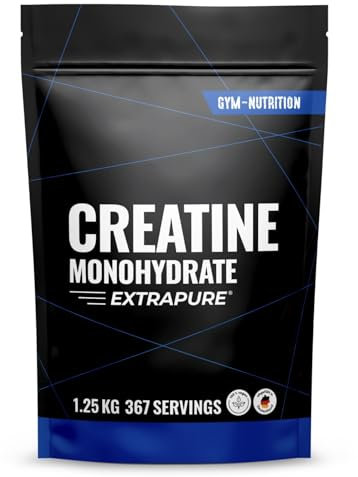 Creatin Monohydrat Pulver 1,25kg / 1250g - Ultra Reines Kreatin Monohydrat mit Vitamin B6 - Optimal Hochdosiert - Extrapure Creatine Monohydrat - Creatin Pulver Monohydrate - Vegan Jahresvorrat