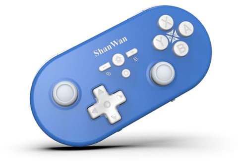 ShanWan Manette de jeu sans fil compatible avec PC/iOS/Android/Switch/PS, contrôle de mouvement gyroscope, retour de vibration, manette de jeu Bluetooth (bleu)