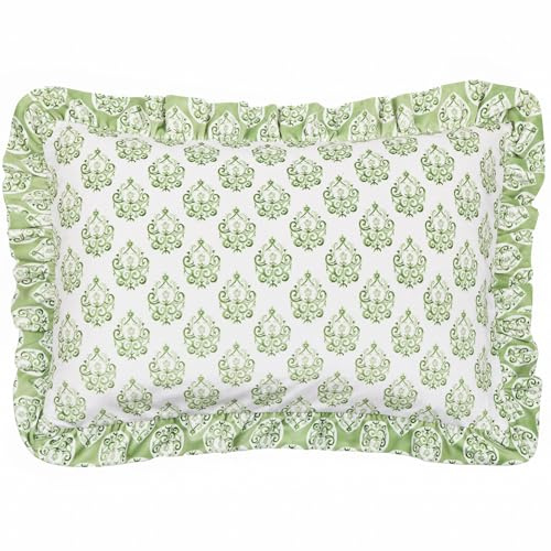 furn. Krissa Block Printed Velvet Cushion Cover - Green - 40x60cm