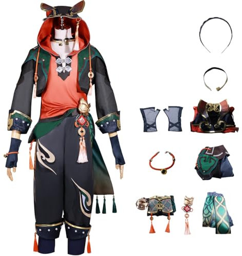 bi bi hou Genshin Impact Gaming Cosplay Kostüm Komplettes Set mit Perücke Genshin Gaming Cosplay Verkleidung Gaming Cosplay Uniform Halloween Karneval Party Bühnenauftritt Kostüm