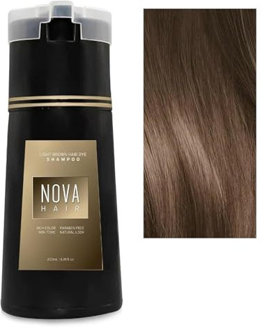 champú de tinte para el cabello, Color de cabello con ingredientes naturales, champú de Color de cabello de larga duración (marrón claro)