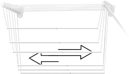 Jumbo Stendibiancheria Stendino Estensibile da Parete/Soffitto Plastificato, Acciaio, Bianco, da 100cm a 160cm, Steed Super