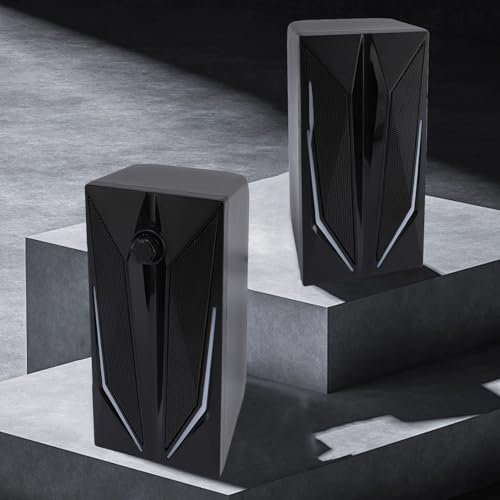 Haut-parleurs D'Ordinateur RVB, Petit Haut-Parleur Multimédia USB avec 7 éclairage RVB Dynamique, Haut-Parleur pour Ordinateur Portable PC de Bureau, Fiche et Lecture