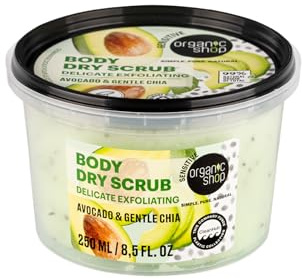Organic Shop 250ml Body Scrub Delicate Exfoliating Dry Body Scrub Avocado & Chia