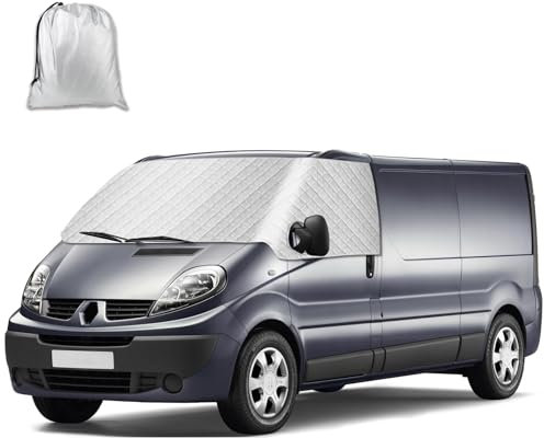 Housse de Pare-Brise Avant Compatible avec Renault Trafic Opel Vivaro 2001-2014, Extérieur Pare-Soleil de Fenêtre Camping-Car Contre Soleil Neige Gel