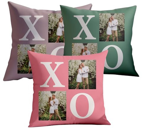 XO Personalisierbare Kissen mit Foto und Text, fügen Sie Ihren Text oder Bilddesign auf dem Kissen hinzu, personalisierte Geschenke für Geburtstag, Paar, Eltern, Freunde, Jubiläen, Fotokissen