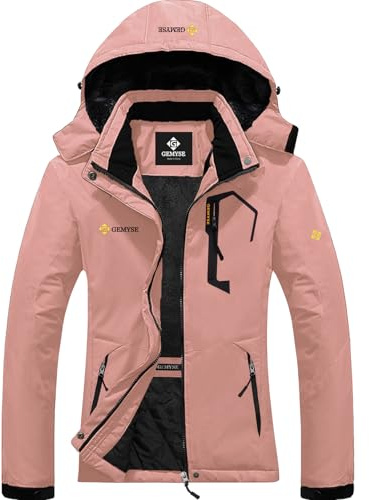 GEMYSE Damen Skijacke Wasserdicht Fleece Winterjacke Winddicht Schneejacke mit Kapuze für Outdoor Aktivitäten und Sport