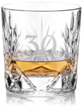 DIAMANTE Vaso de whisky de cristal, edición de 30 cumpleaños, diseño tradicional de Astwood, cristal europeo sin plomo, en caja de regalo