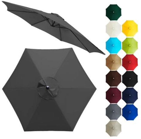 Eqvexd Ersatz-Ampelschirmdach, Ersatz for 8-Rippen/6-Rippen, wasserdichtes Anti-UV-Dach for Markt, Garten, Terrasse(Dark gray,4.0m/8 ribs)
