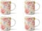 Excelsa Coral Set aus 4 Tassen aus New Bone China, maritimes Dekor mit Koralle und Seesternen