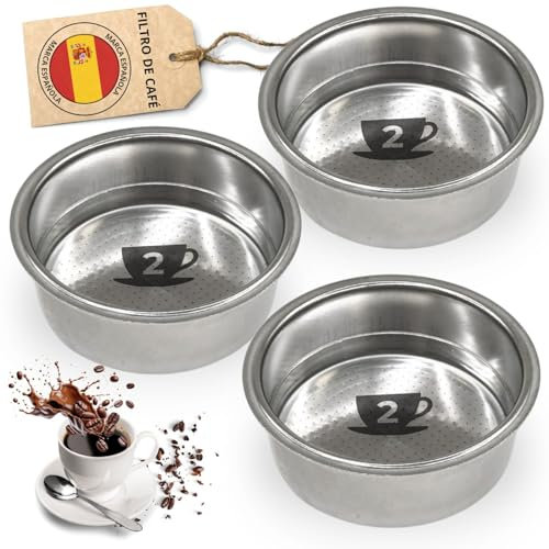PROAX® Filtro Cafetera Cecotec 51mm Presurizado | Compatible con Cafeteras Cecotec, Delonghi, Ufesa y Breville | Set de 2 o 3 Cazoletas | Repuesto Power Espresso 20 (Set 3 Filtros (2 Tazas))