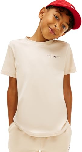Tommy Hilfiger Kinder Unisex T-Shirt Kurzarm Mini aus Baumwolle, Beige (Classic Beige), 16 Jahre
