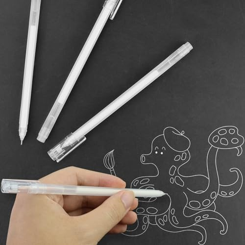 REBECCAHOWARD 4 Stück Weißer Gelstift, Weißer Stift, 0,6mm Spitze, Weiß Highlight Skizzieren Stifte, für zum Zeichnen, Weiß Gelschreiber für Gästebücher und Malen auf schwarzem Papier