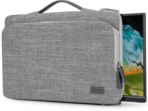 Losong 18.5 Inch Portable Monitor Carrying Case with PU Handle | 18.5 inch Laptop Protective Sleeve Cover with Large Accessory Pocket and Water Resistant for Travel Display Screen, Gray