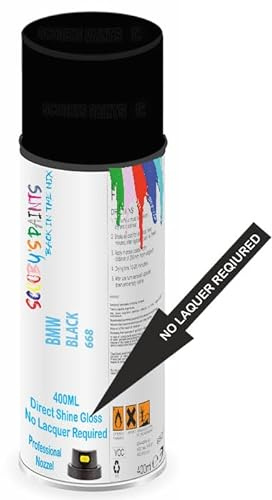 Aerosol Spray Paint Compatible with Bmw Black 668 Available in Direct Gloss, Cellulose or Basecoat (Direct Gloss Aerosol)