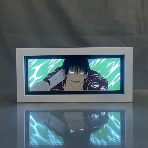 Anjinguang Anime JJK Nachtlicht Fushiguro Megumi/Fushiguro Toji/Ryomen Sukuna/Gojo Satoru Figur Kunst Papierausschnitt Tischlampe Dekoratives Licht für Zuhause Schlafzimmer (RGB 16-Farbenwechselnd)