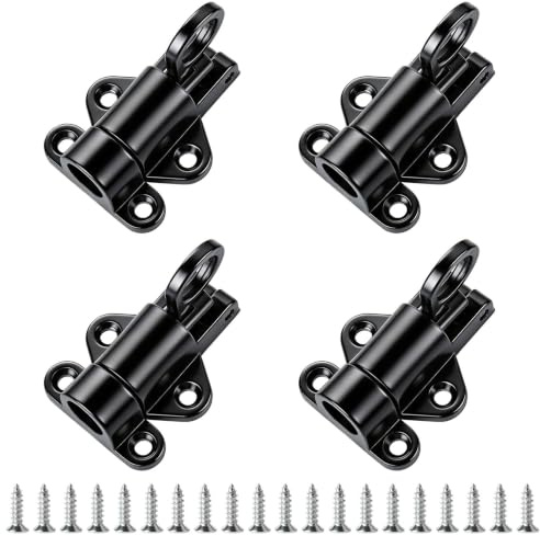 LiangSanXin 4 Cerrojo Puerta Negro Automático Resorte Interior Exterior | Cerradura deslizante para puertas, ventanas y gabinetes, incluye tornillos para montaje seguro en cualquier estancia