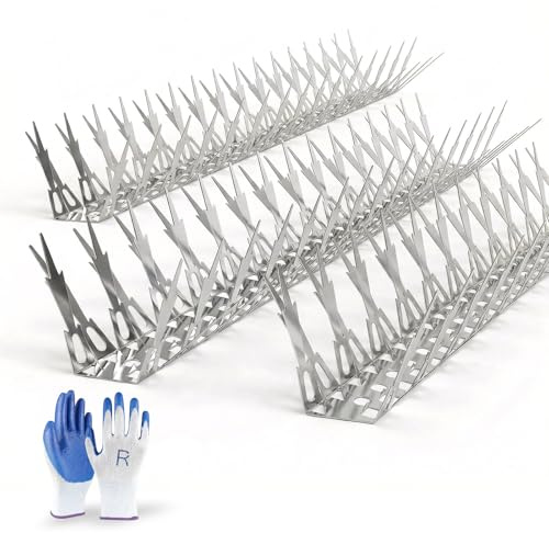 OFFO Bird Spikes for Bird Deterrent, Stainless Steel Anti Pigeon Spikes to Repel Crows, Pigeons, Small Birds, 2.4m Decorative Strips, Bright Silver