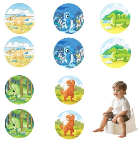 QIANSSE 10 Pack Dinosaur Color Changing Potty Training Toilet Stickers | Reusable Pee Target Stickers, Fun Interactive Accessory for Kids Potty Training