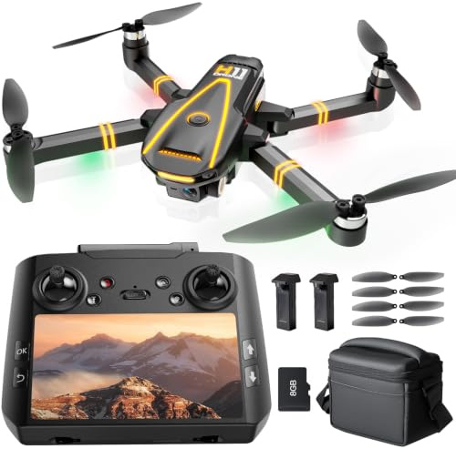 GPS drohne mit kamera EIS 4K für anfänger&kinder,4.5''HD-Bildschirm FPV RC mini Drone mit follow me funktion,Erwachsene quadrocopter mit 2 Akkus,Fernübertragung,automatischer Rückkehr,C0