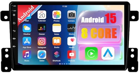 Android 15 Radio para Suzuki Grand Vitara Escudo 2005-2015 con Wireless Carplay y Android Auto, Pantalla Táctil Incell 9 Pulgadas con GPS WiFi Bluetooth FM RDS Cámara Trasera(4-Core(1G+32G))