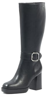 GABYLOU – Modello NINA – Stivali alti da donna con gambe larghe e polpacci XL – Tacco da 9,5 cm + piattaforma da 2 cm – Chiusura con zip, Nero , 43 EU Large