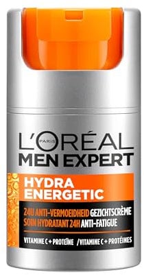 L'Oréal Men Expert Anti-Fatigue Moisturiser, Hydra Energetic Men's Moisturiser With Vitamin C* Fights Appearance of Dark Circles And Hydrates Skin - 50 ml