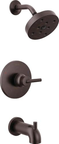 Delta Wasserhahn Trinsic 14 Serie Einzelfunktion Öl eingerieben Bronze Wanne und Dusche Wasserhahn Set, Delta H2Okinetic Duschventil-Verkleidungsset, Duscharmatur-Set, venezianische Bronze T14459-RB