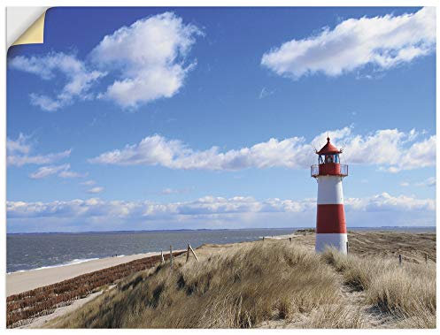 ARTland Wanddeko Wandtattoo selbstklebende Vinylfolie 60x45 cm Strand Meer Maritim Küste Leuchtturm Sylt Nordsee Düne Himmel T9ML