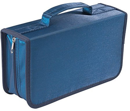 128 Capacity CD/DVD case Wallet, Storage,Holder,Booklet by Rekukos（Blue）