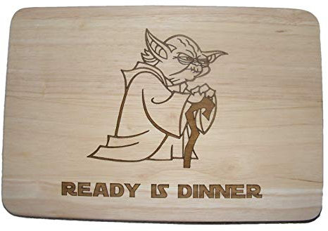Yoda Star Wars bereit ist Abendessen Geschenkidee Got Holz Schneidebrett Käsebrett Tischset Cook Gravur Holz Neuheit Holz Küche Kochen Backen Geschenk