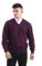 Brooklyn Clothing Mens V Neck Jumpers Soft Feel Acrylic Classic Fit Sweater Long Sleeve Casual Top (Purple, M)