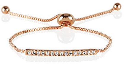 namana Armband mit Swarovski Kristallen, Farbe wählbar 18 Karat Roségold vergoldet oder Silber, Venezianer Kette mit verstellbarer Länge (Roségold, Vergoldet)