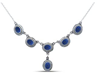 mantraroma Kette 925 Silber Edelstein Collier Silber Damen Sterling Silber Halskette Geschenk (MCO-008)